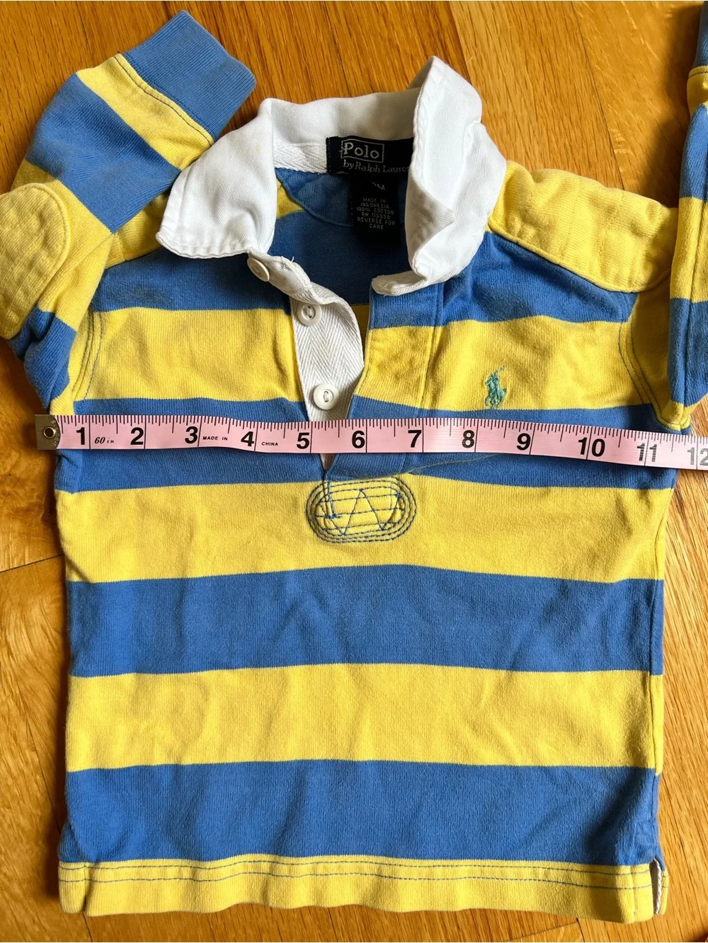 Ralph Lauren Boys Yellow & Blue Striped Rugby Polo size 18 months